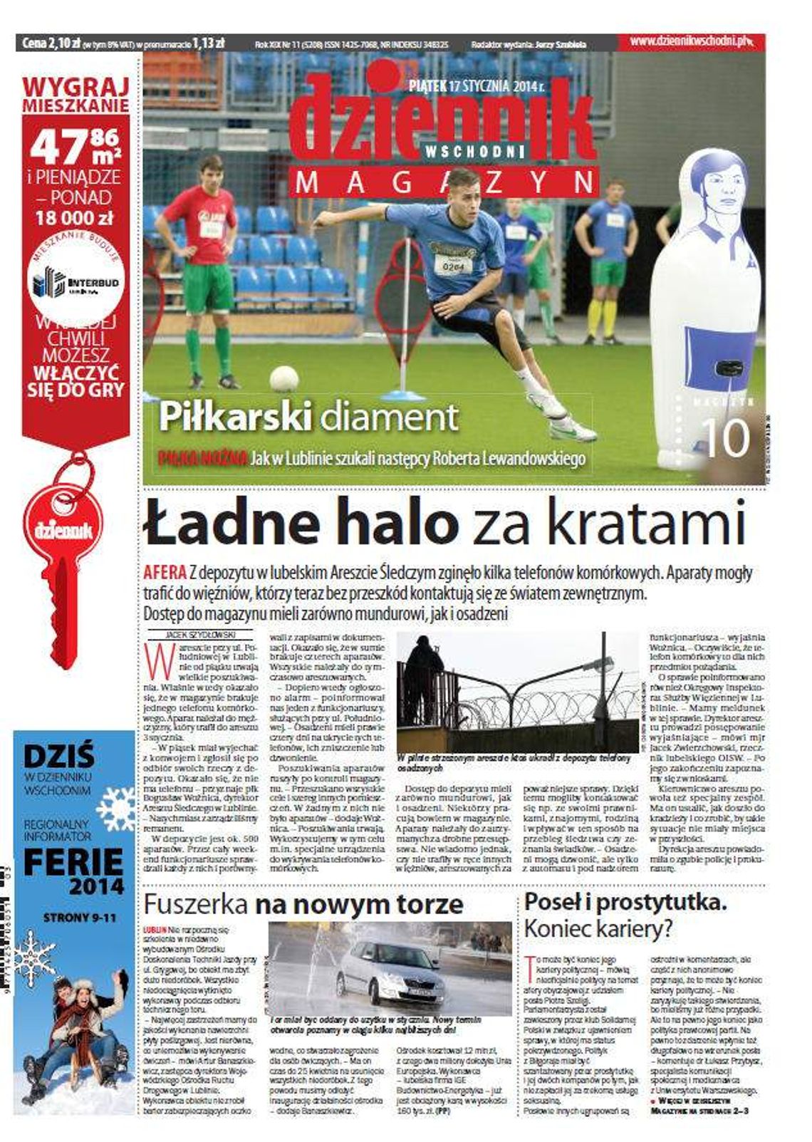 Pierwsza strona Dziennika Wschodniego, wydanie z 17 stycznia 2014 roku