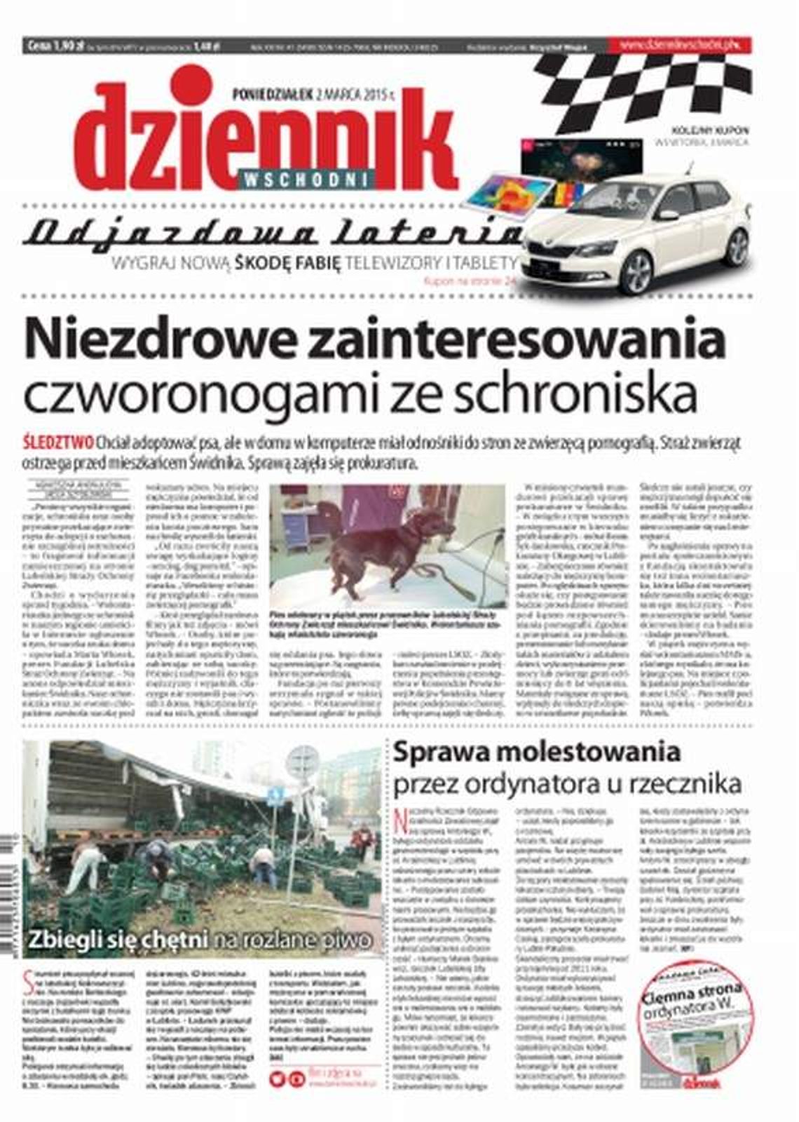 Pierwsza strona Dziennika Wschodniego, wydanie z 2 marca 2015 roku