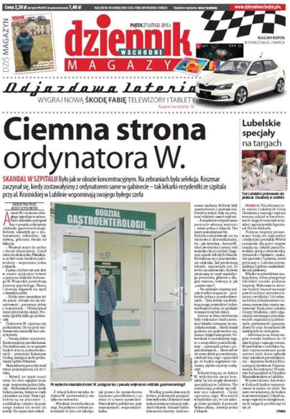 Pierwsza strona Dziennika Wschodniego, wydanie z 27 lutego 2015 roku