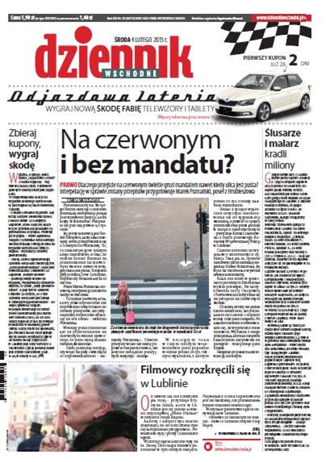 Pierwsza strona Dziennika Wschodniego, wydanie z 4 lutego 2015 roku