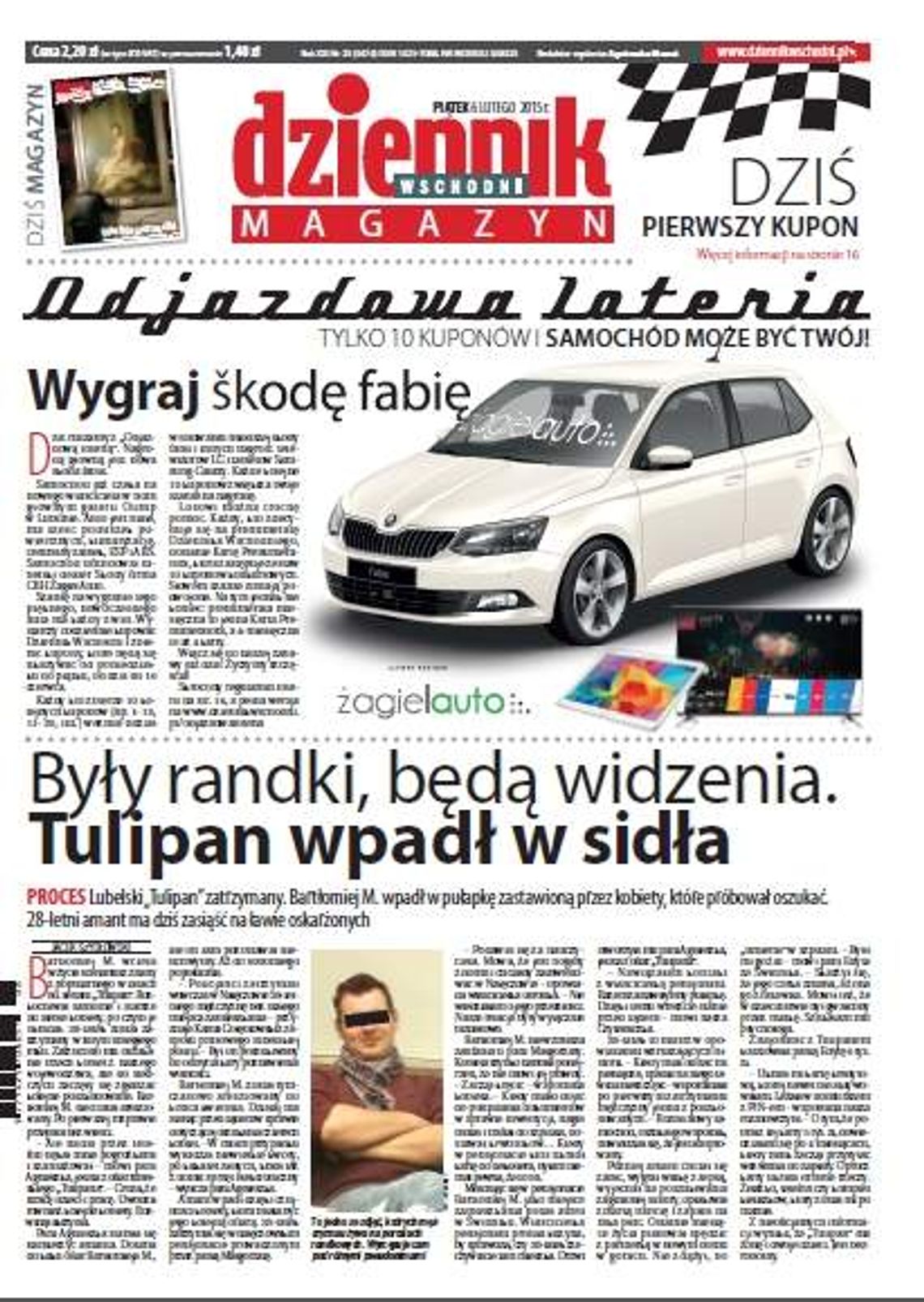 Pierwsza strona Dziennika Wschodniego, wydanie z 6 lutego 2015 roku