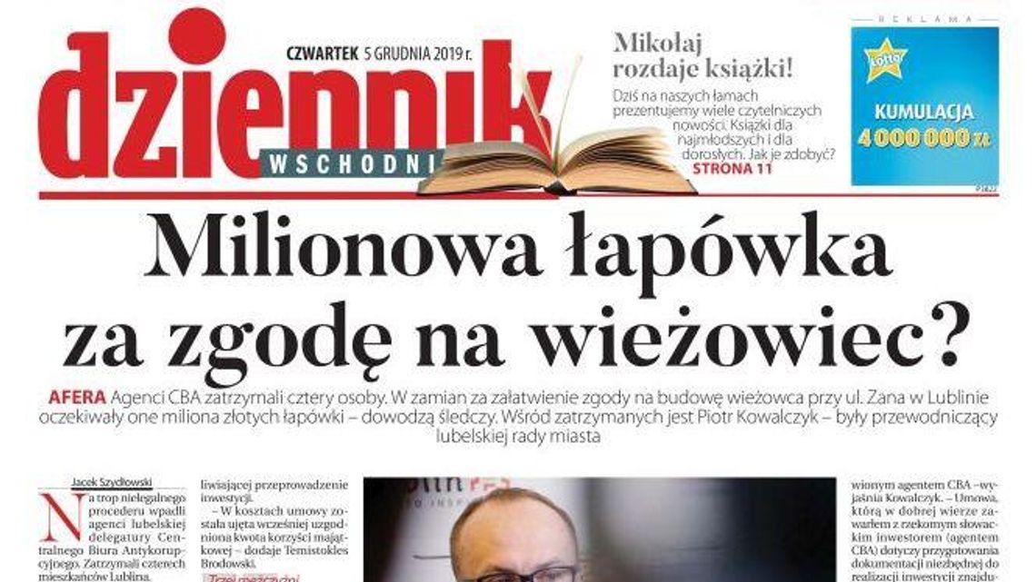 Pierwsza strona Dziennika Wschodniego z 05.12.2019r.