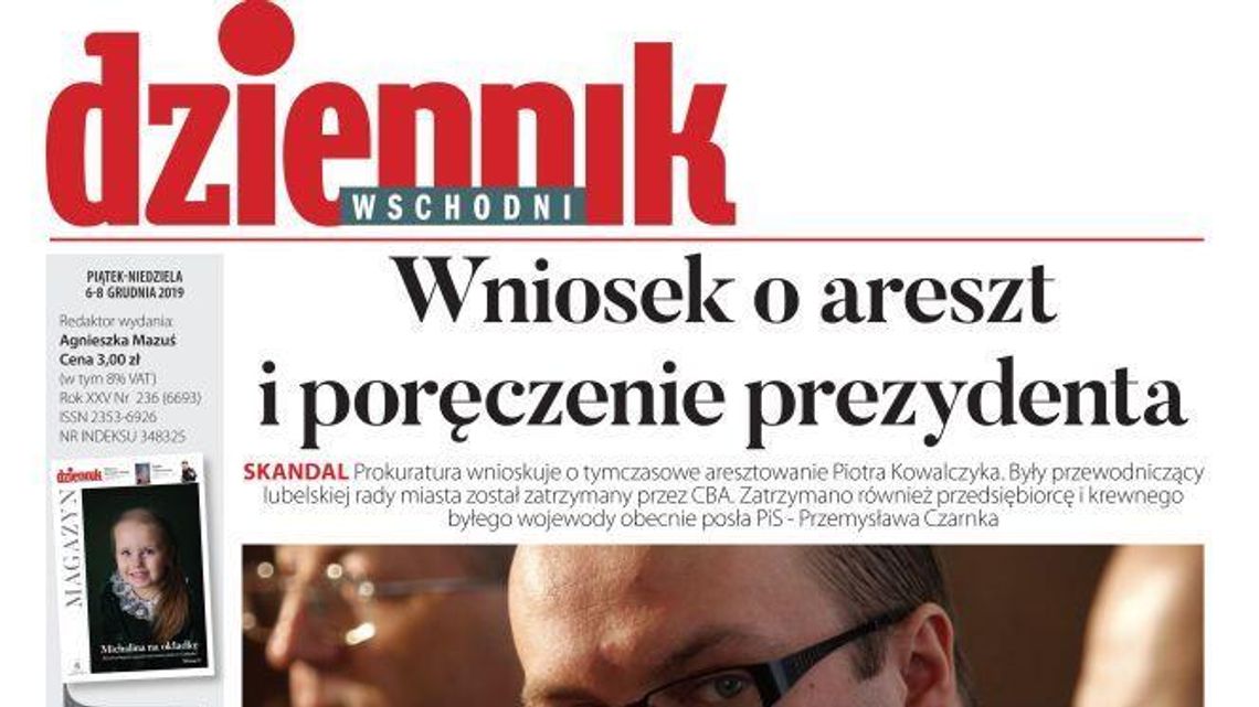 Pierwsza strona Dziennika Wschodniego z 06.12.2019