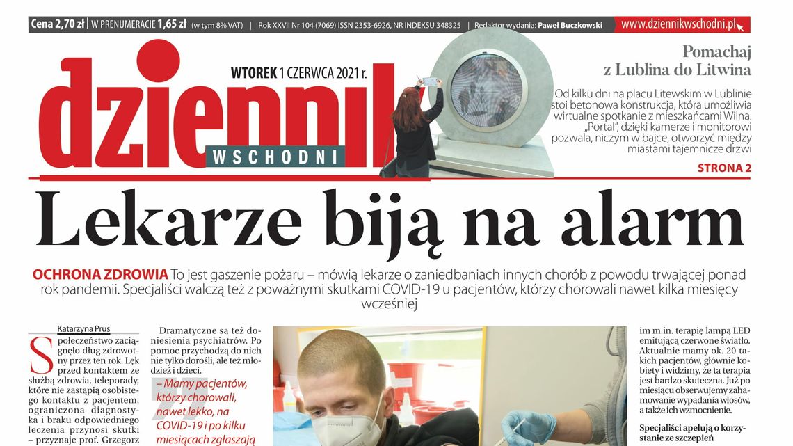 Pierwsza strona Dziennika Wschodniego z 1 czerwca 2021 roku 