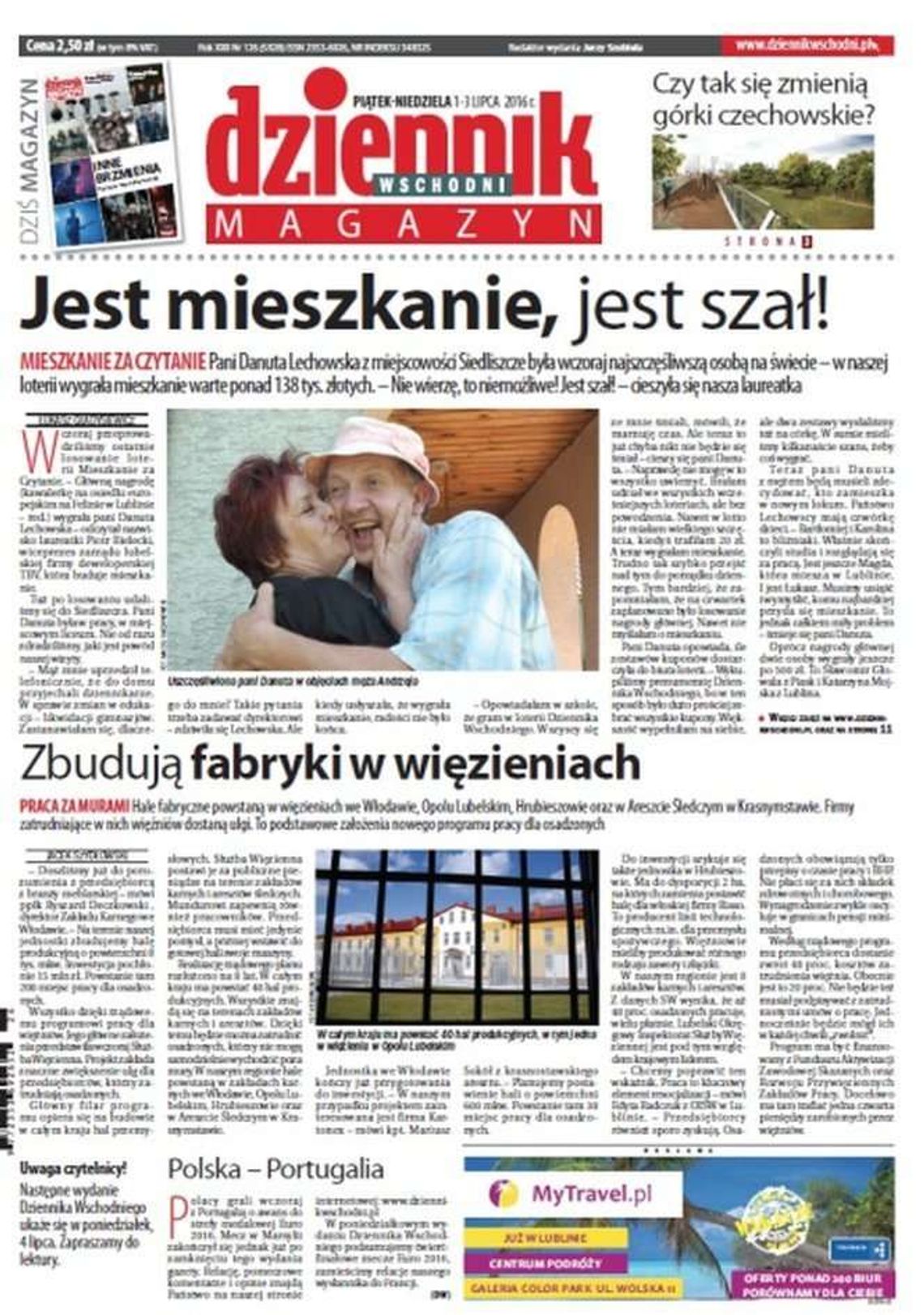 Pierwsza strona Dziennika Wschodniego z 1 lipca 2016 roku
