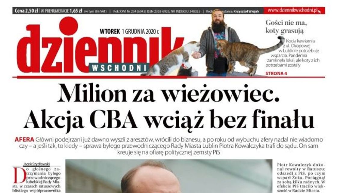 Pierwsza strona Dziennika Wschodniego z 1 lutego 2020 r.