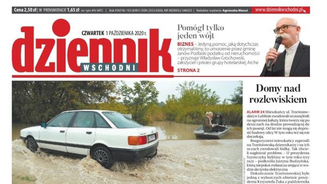 Pierwsza strona Dziennika Wschodniego z 1 października 2020 r.