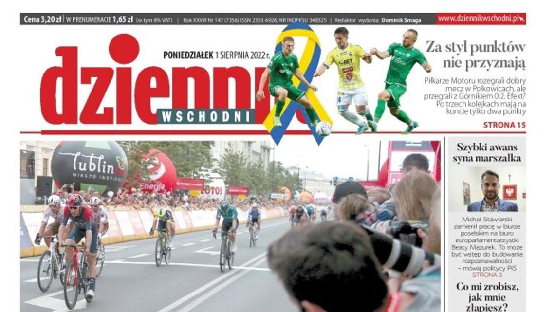 Pierwsza strona Dziennika Wschodniego z 1 sierpnia 2022 r.