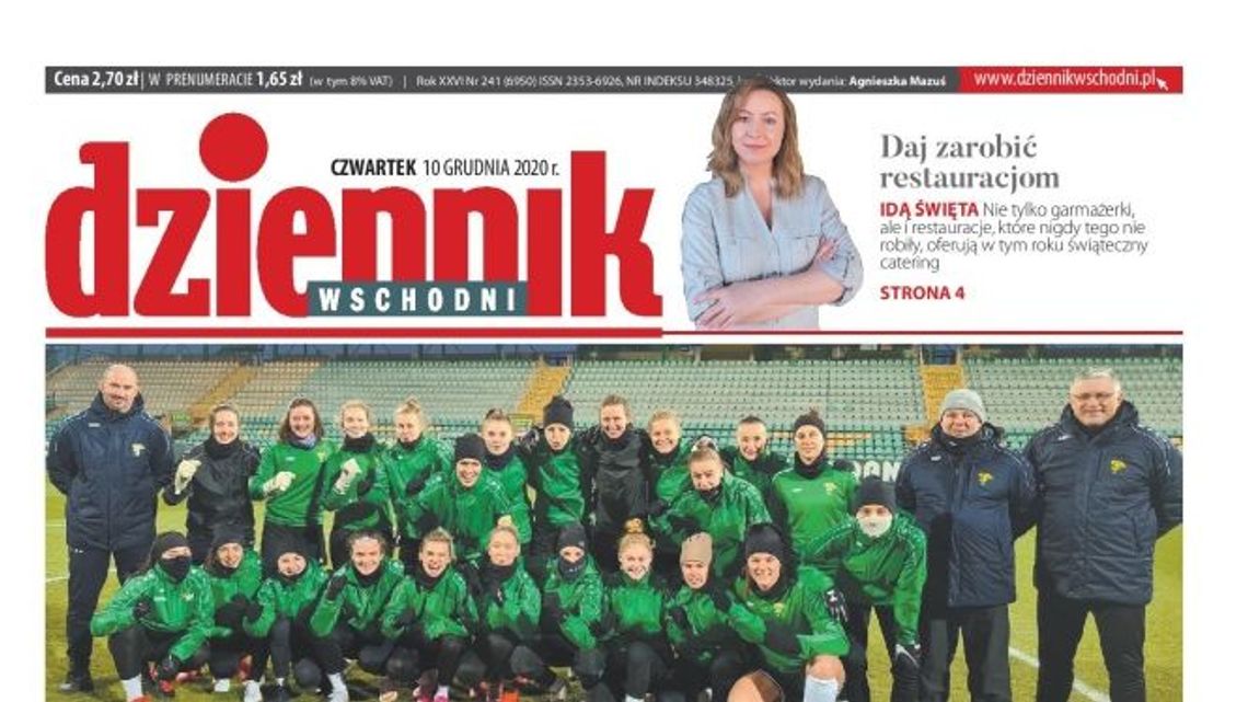 Pierwsza strona Dziennika Wschodniego z 10 grudnia 2020 r.