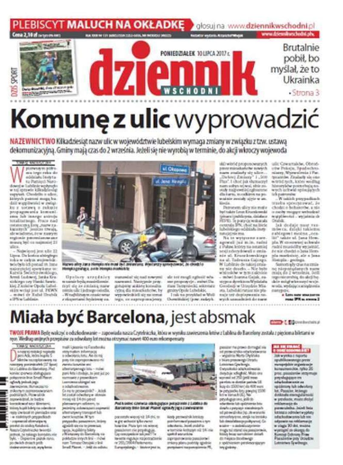 Pierwsza strona Dziennika Wschodniego z 10 lipca 2017 r.