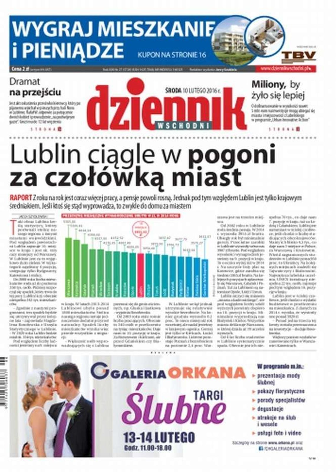 Pierwsza strona Dziennika Wschodniego z 10 lutego 2016