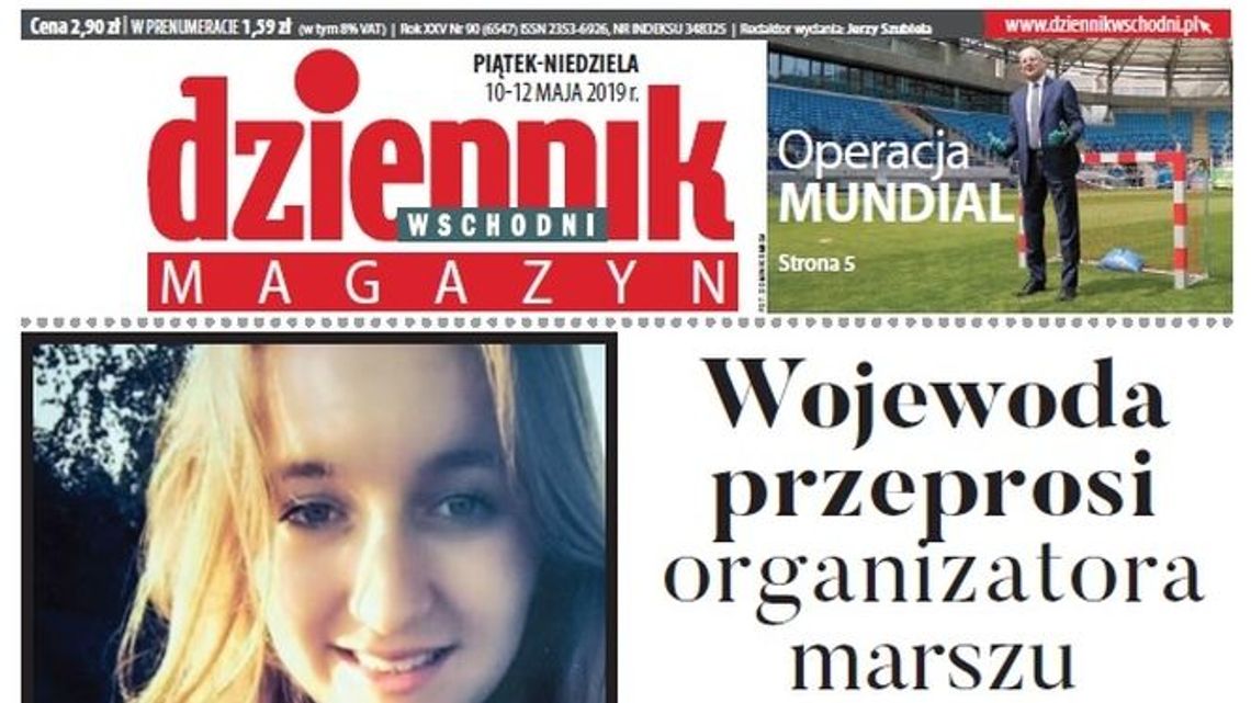 Pierwsza strona Dziennika Wschodniego z 10 maja 2019 roku