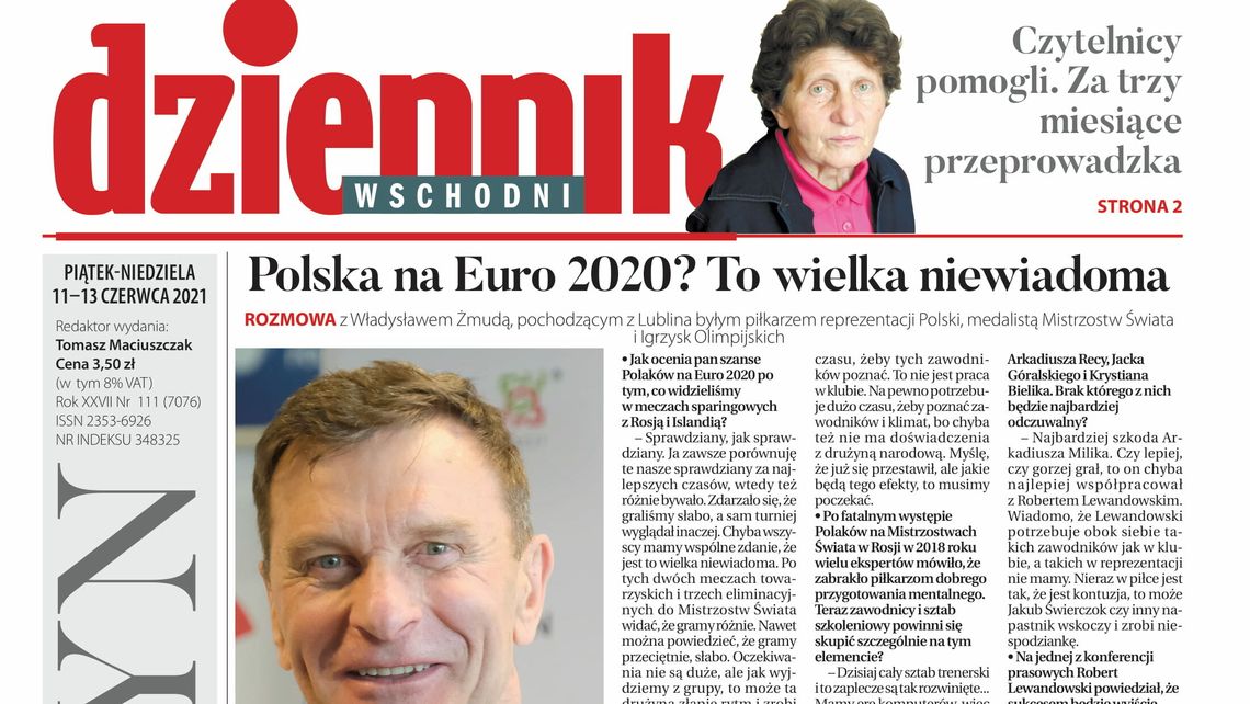 Pierwsza strona Dziennika Wschodniego z 11 czerwca 2021 r. 