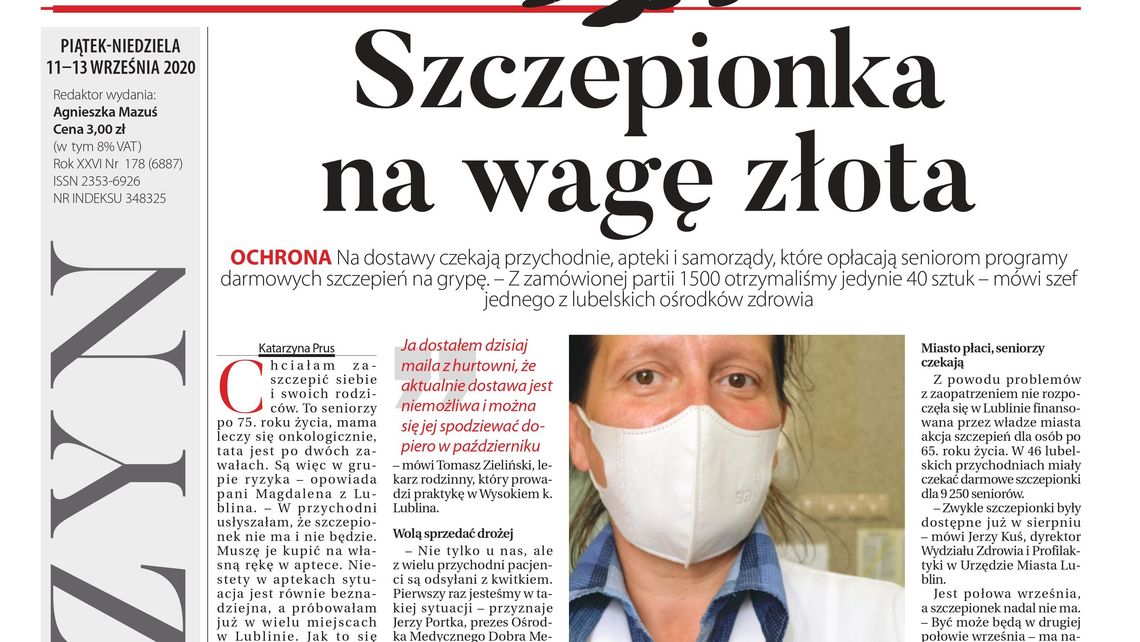 Pierwsza strona Dziennika Wschodniego z 11 września 2020 r.