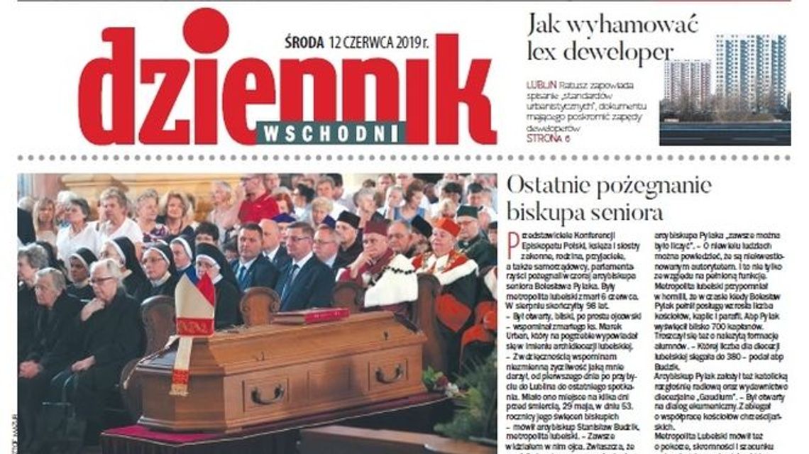 Pierwsza strona Dziennika Wschodniego z 12 czerwca 2019 roku