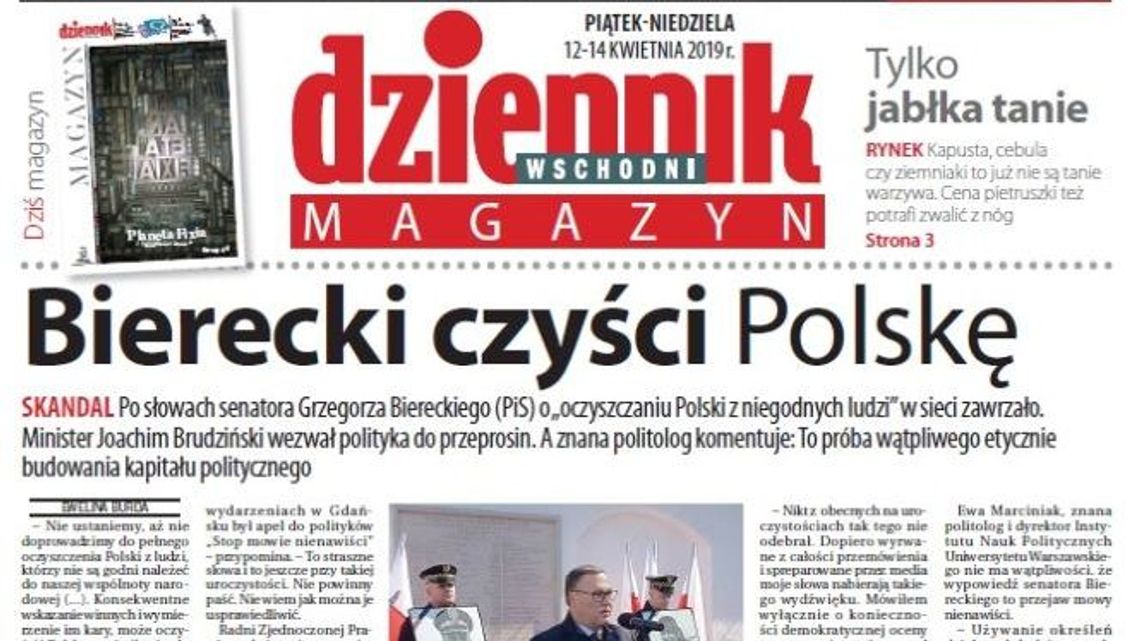 Pierwsza strona Dziennika Wschodniego z 12 kwietnia 2019 roku