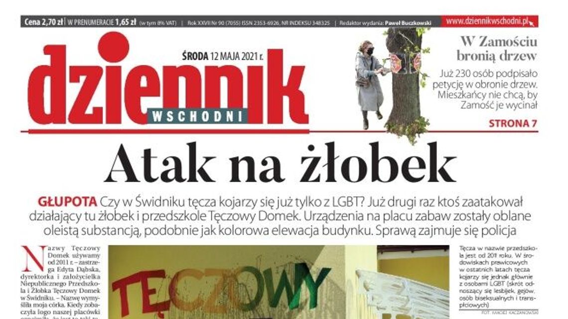 Pierwsza strona Dziennika Wschodniego z 12 maja 2021 