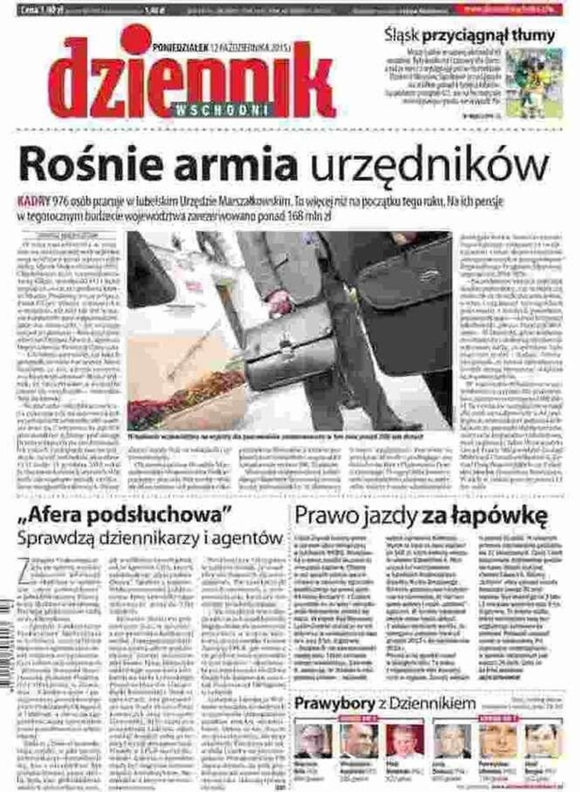 Pierwsza strona Dziennika Wschodniego z 12 października