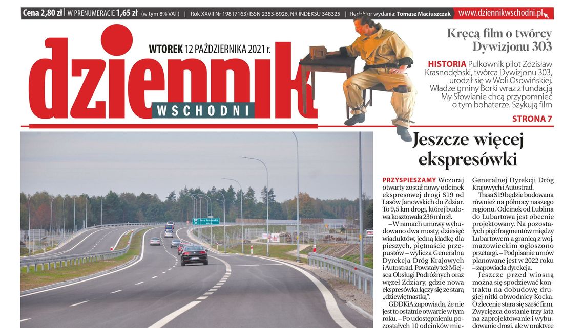 Pierwsza strona Dziennika Wschodniego z 12 października 2021