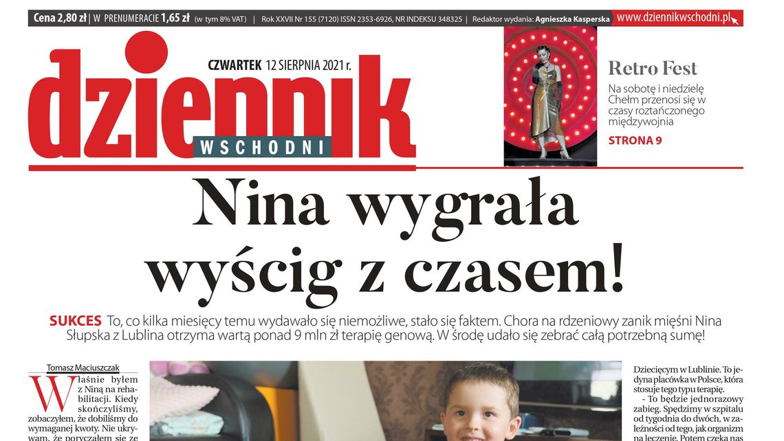 Pierwsza strona Dziennika Wschodniego z 12 sierpnia 2021 roku