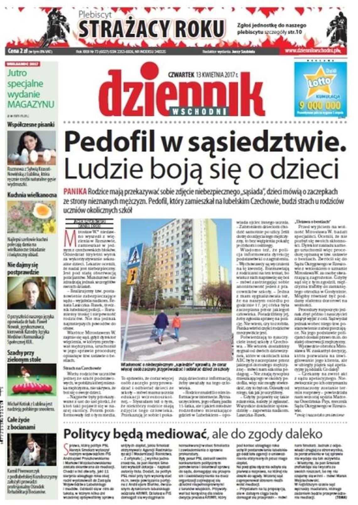 Pierwsza strona Dziennika Wschodniego z 13 kwietnia 2017 roku