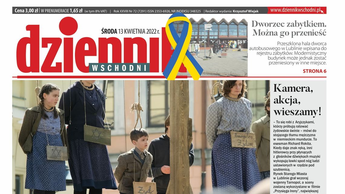 Pierwsza strona Dziennika Wschodniego z 13 kwietnia 2022 roku