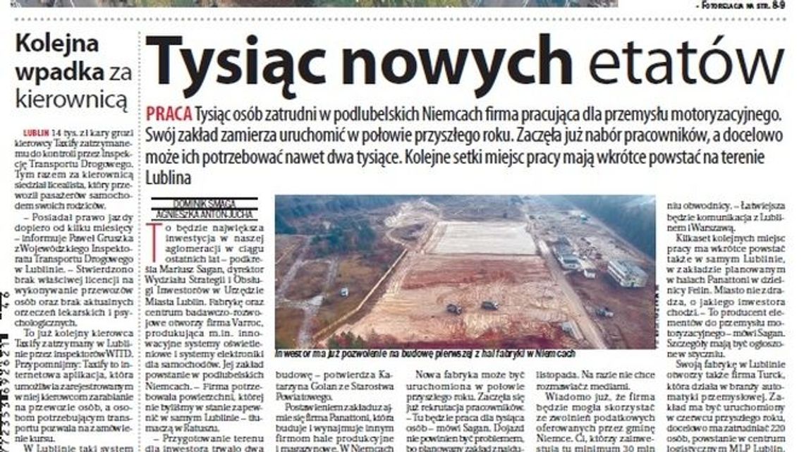 Pierwsza strona Dziennika Wschodniego z 13 listopada 2018 roku