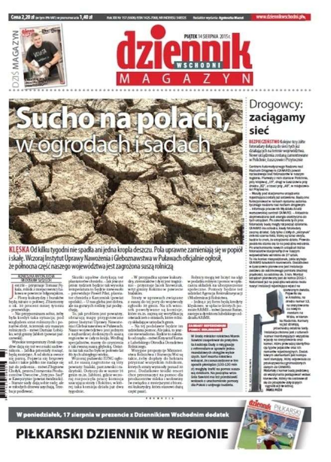 Pierwsza strona Dziennika Wschodniego z 14 czerwca 2015 r.