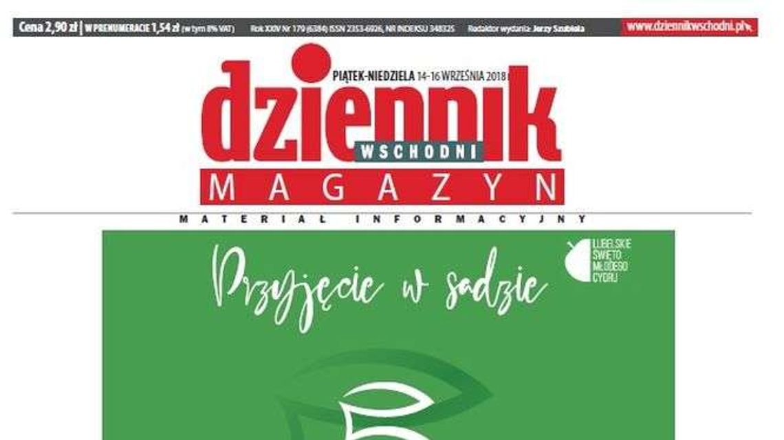 Pierwsza strona Dziennika Wschodniego z 14 września 2018 roku