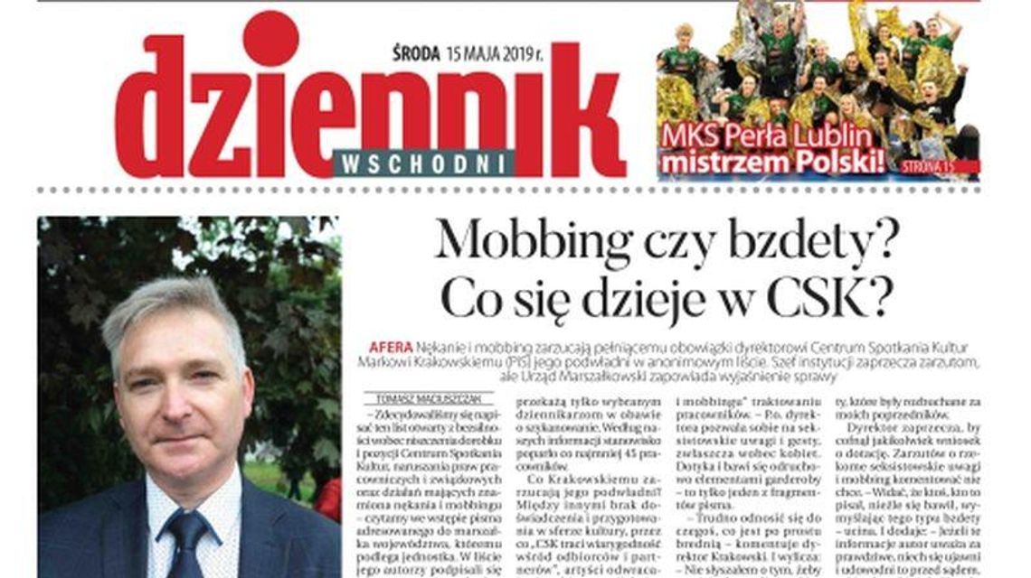 Pierwsza strona Dziennika Wschodniego z 15.05.2019