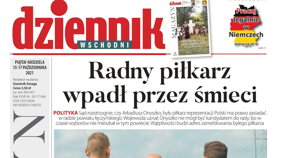 Pierwsza strona Dziennika Wschodniego z 15 października 2021 r.
