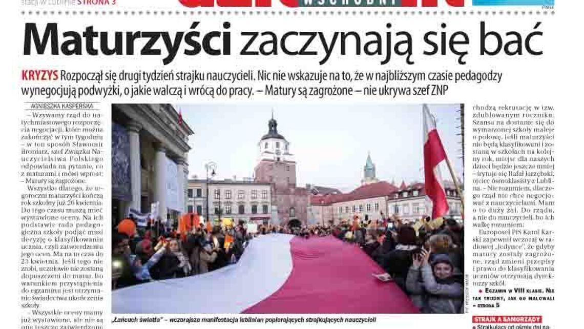 Pierwsza strona Dziennika Wschodniego z 16.04.2019