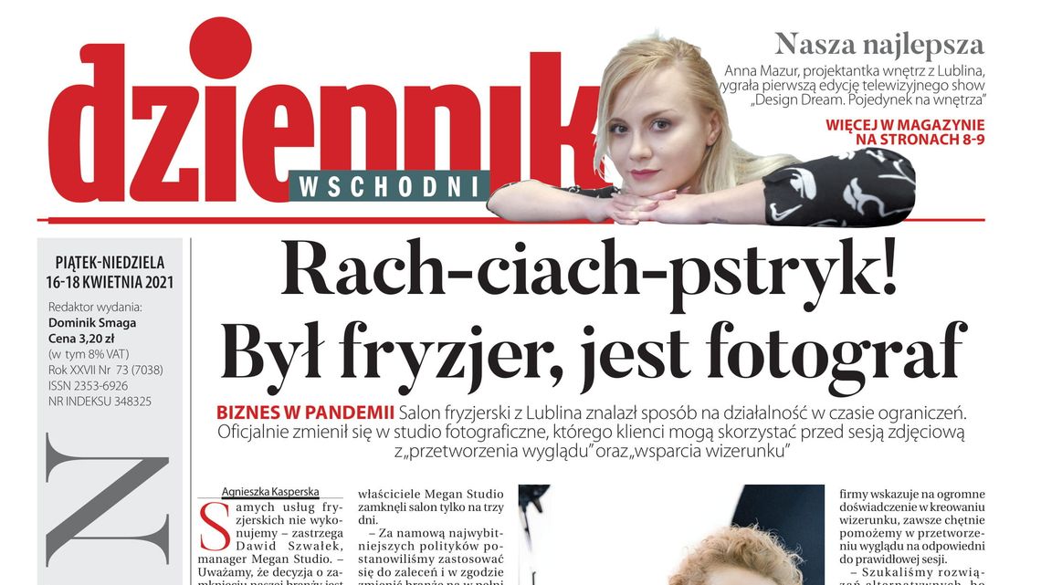 Pierwsza strona Dziennika Wschodniego z 16 kwietnia 2021 r.