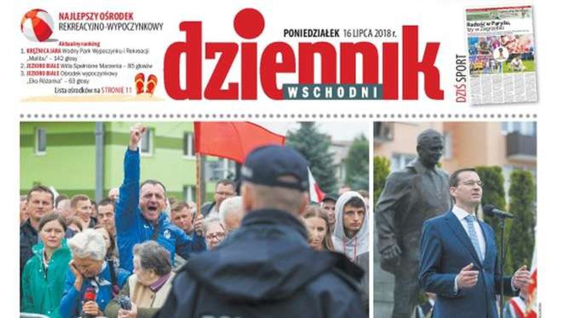 Pierwsza strona Dziennika Wschodniego z 16 lipca 2018