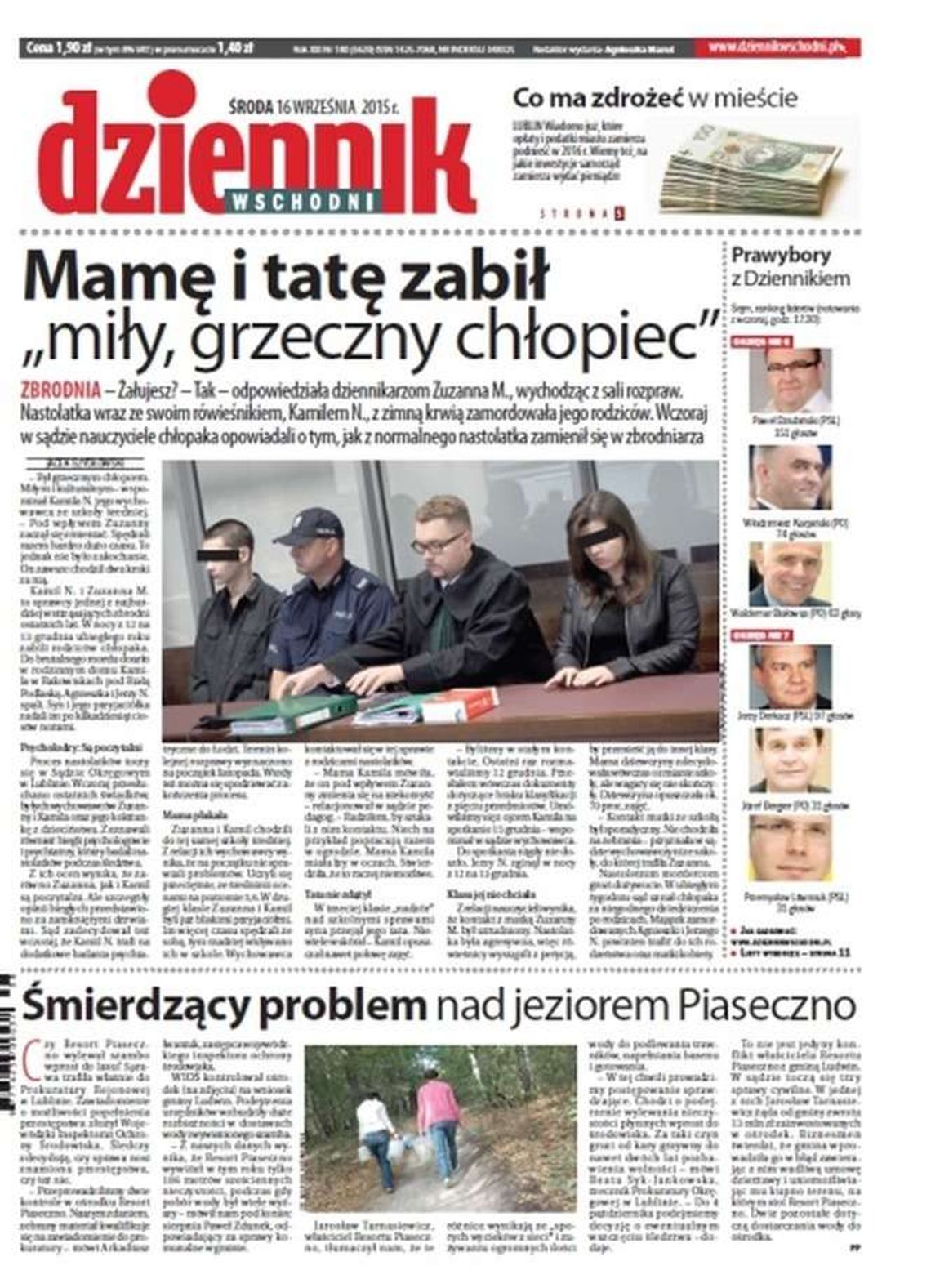 Pierwsza strona Dziennika Wschodniego z 16 września 2015 roku