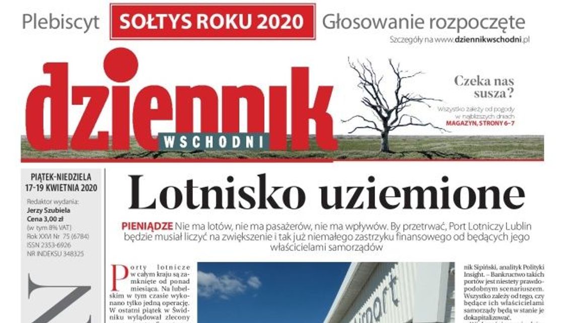 Pierwsza strona Dziennika Wschodniego z 17 kwietnia 2020 r.