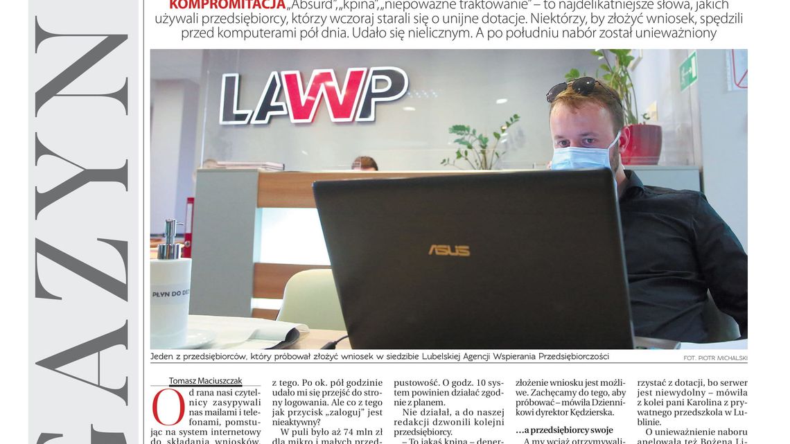 Pierwsza strona Dziennika Wschodniego z 17 lipca 2020 r. 