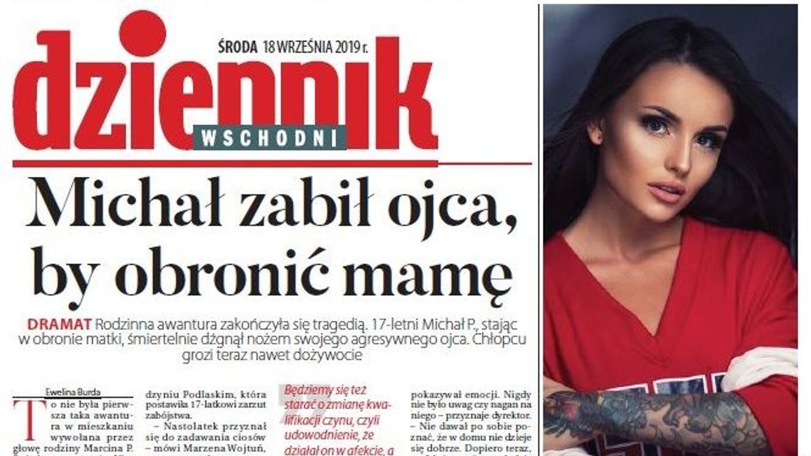 Pierwsza strona Dziennika Wschodniego z 18.09.2019