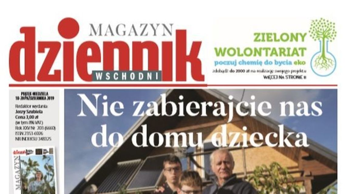 Pierwsza strona Dziennika Wschodniego z 18.10.2019