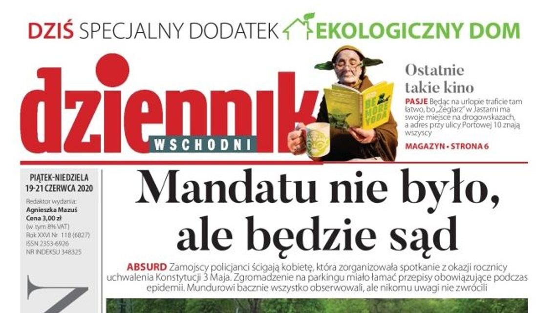 Pierwsza strona Dziennika Wschodniego z 19 czerwca 2020 r.