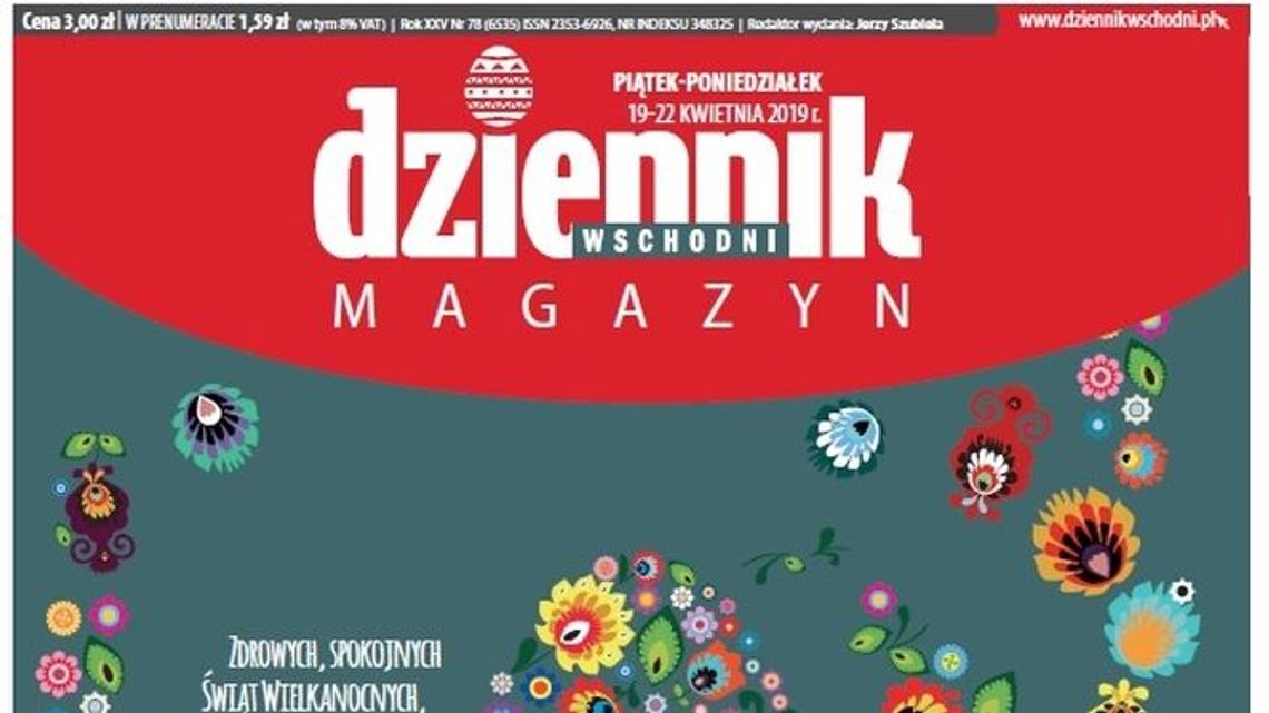 Pierwsza strona Dziennika Wschodniego z 19 kwietnia 2019 roku