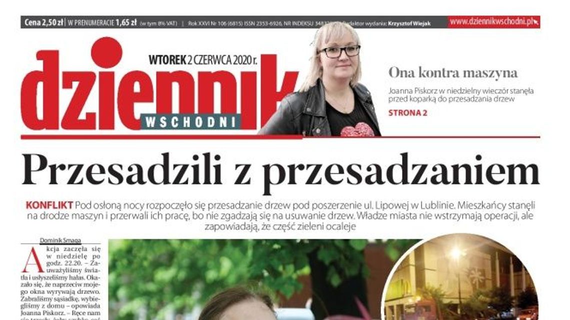 Pierwsza strona Dziennika Wschodniego z 2 czerwca 2020 r.