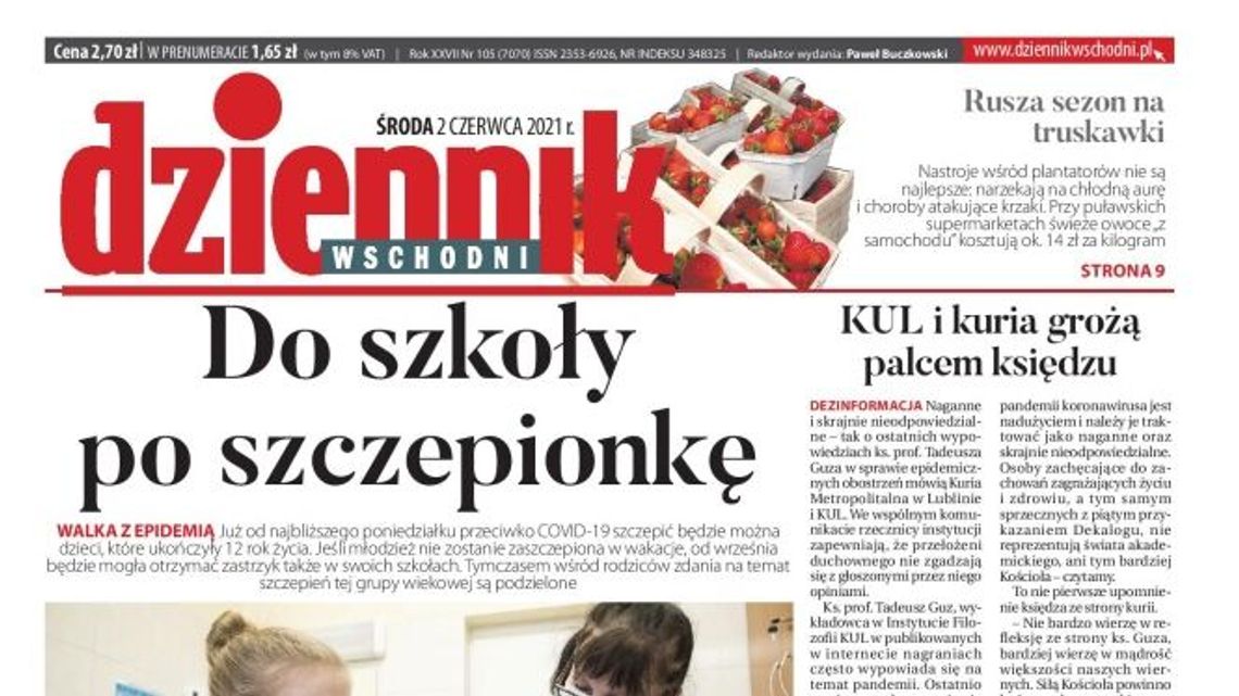 Pierwsza strona Dziennika Wschodniego z 2 czerwca 2021 r.