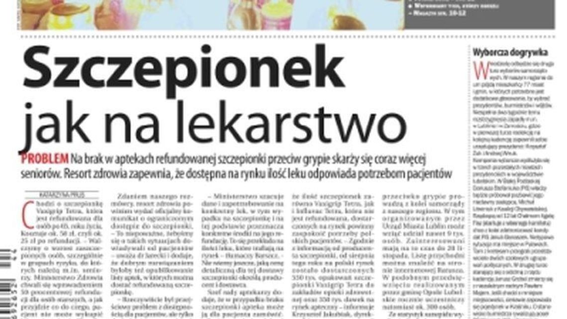 Pierwsza strona Dziennika Wschodniego z 2 listopada 2018 roku