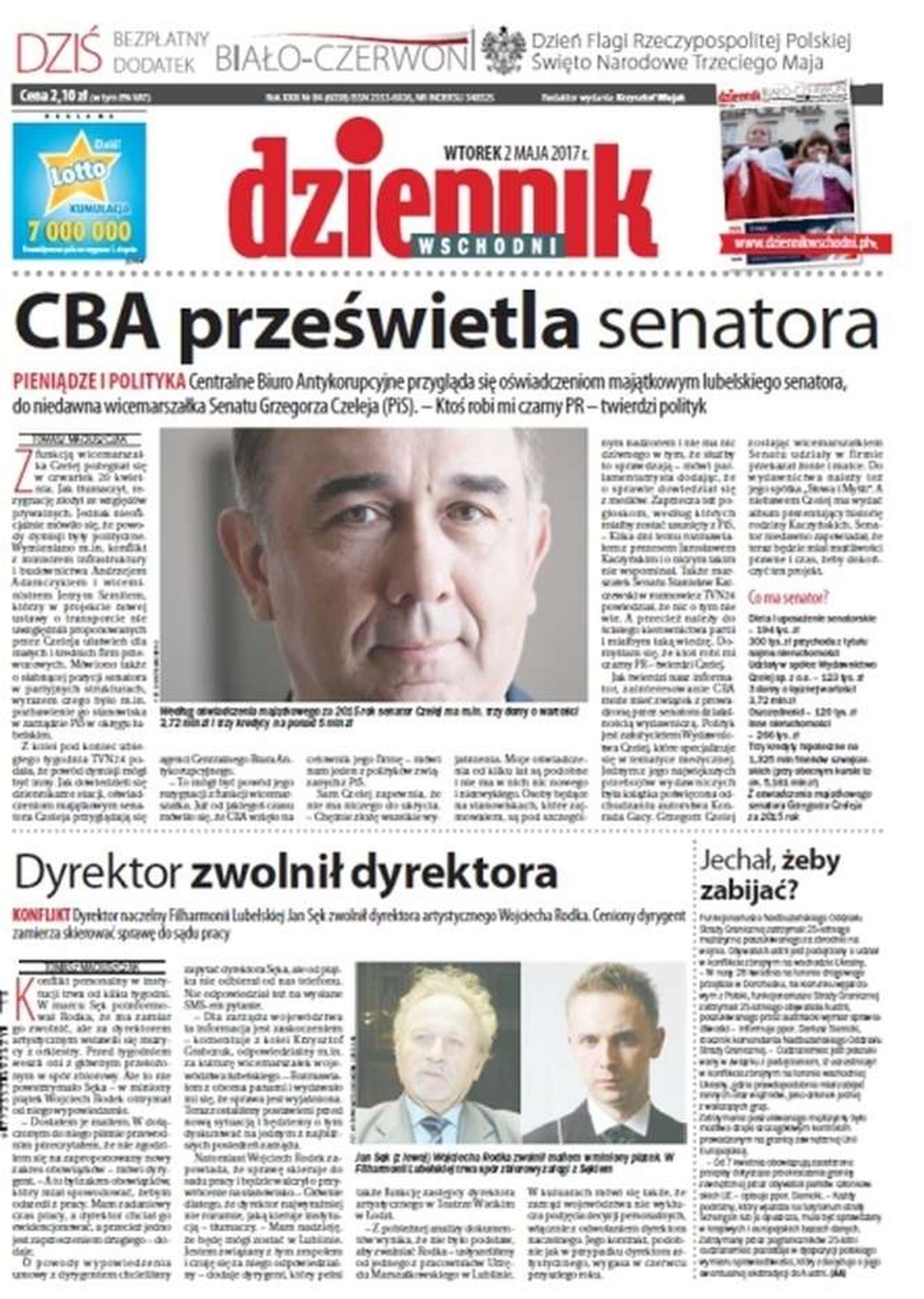 Pierwsza strona Dziennika Wschodniego z 2 maja 2017 roku