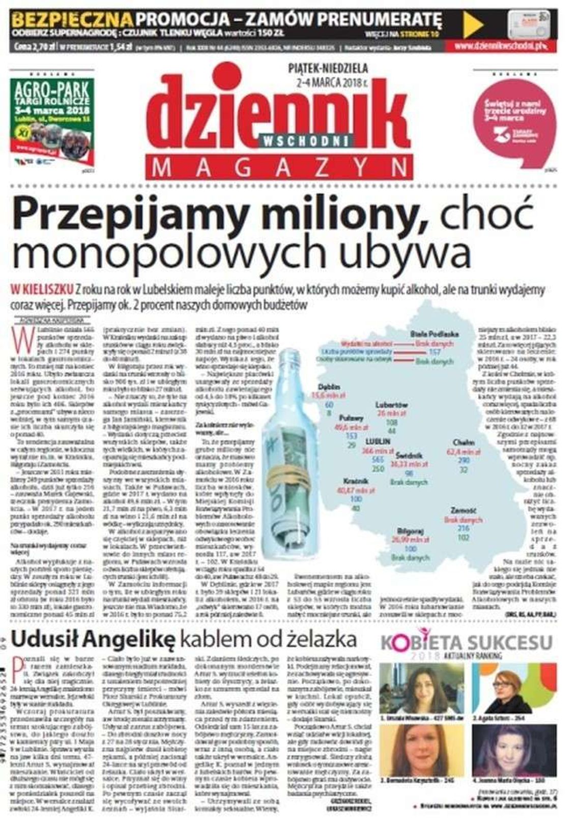 Pierwsza strona Dziennika Wschodniego z 2 marca 2018 roku