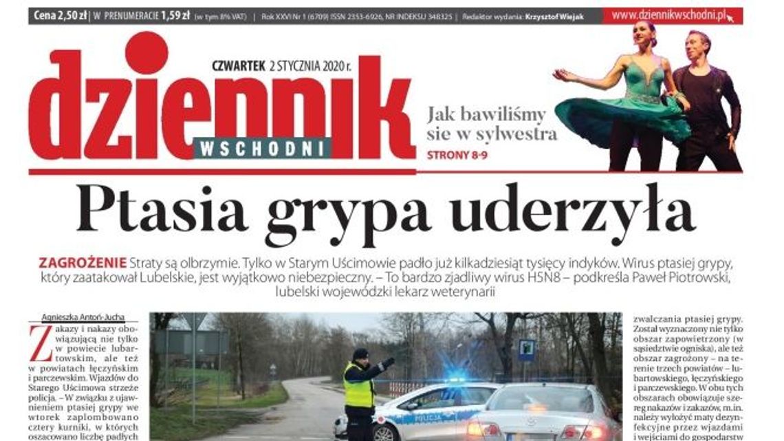 Pierwsza strona Dziennika Wschodniego z 2 stycznia 2020 r.