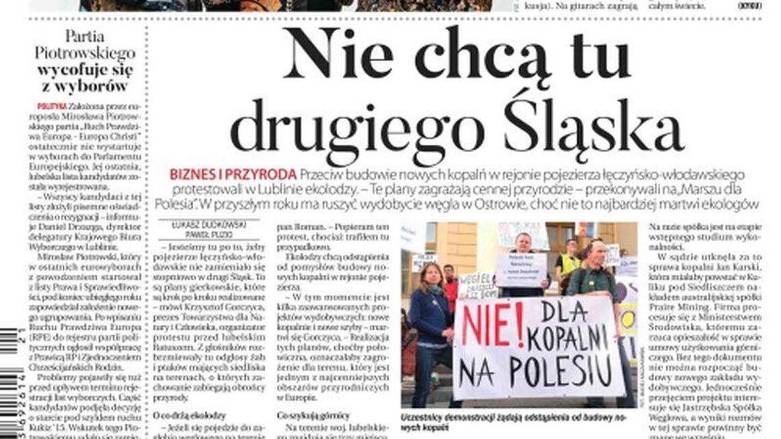 Pierwsza strona Dziennika Wschodniego z 20.05.2019