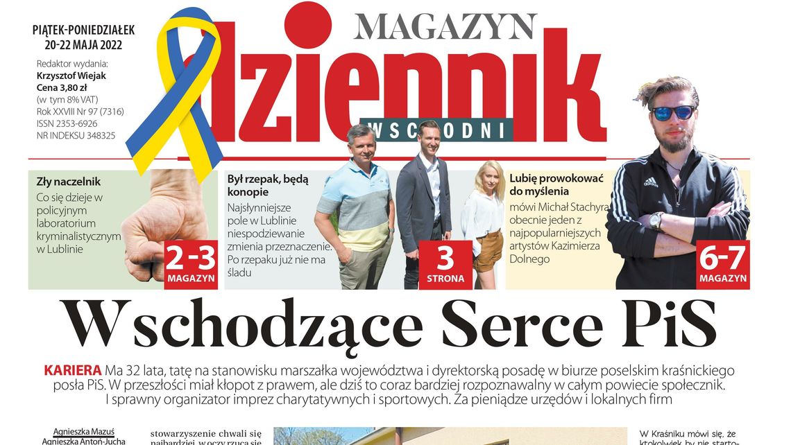  Pierwsza strona Dziennika Wschodniego z 20 maja 2022 r. 