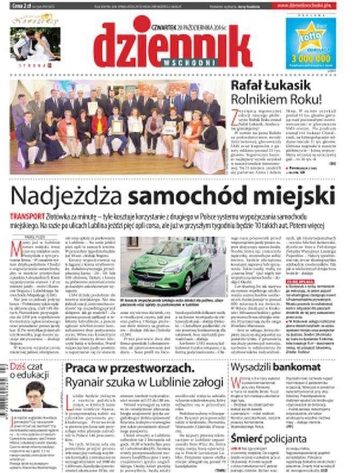 Pierwsza strona Dziennika Wschodniego z 20 października